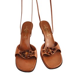 Casadei  Jeweled Leather Strappy Sandals