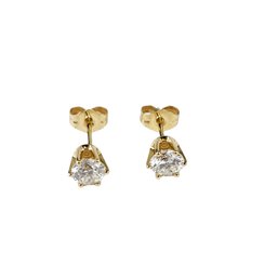 14K Yellow Gold & Diamond Stud Pieced Earrings 1/2 Carat