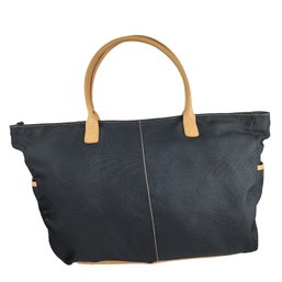 Levenger Leather & Canvas Tote Bag