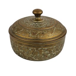 Vintage Solid Brass Flowery Decorative Trinket Box