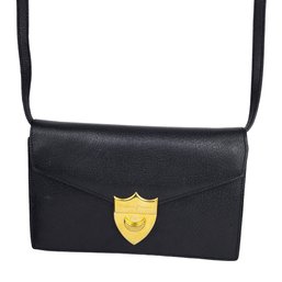 Paloma Picasso Black Leather Evening Shoulder Bag