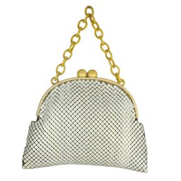 Vintage 1940s Whitting & Davis Mesh Kiss Lock Handbag With Celluloid Chain Strap