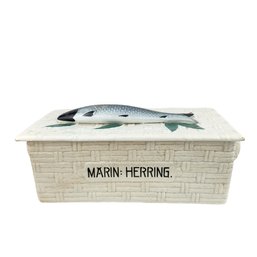 Vintage Marinated Herring Fish Ceramic German Faience Box
