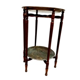 Antique French Engraved Brass And Carved Hardwood Two Tier Folding Table
