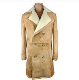 London Fog Double Breasted Sheepskin Shearling Leather Coat
