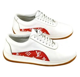 Louis Vuitton X Supreme Monogram Trim Sport White Sneakers Size 9