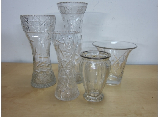 Assorted Lot Of Crystal Vases
