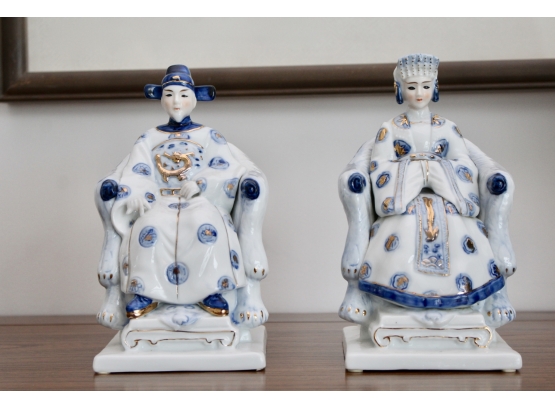 Empress By Haruta Set Of Two Emperor And Empress Sitting Figurines