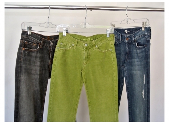 Three Pairs Of Seven For All Mankind Jeans, Size 25/27