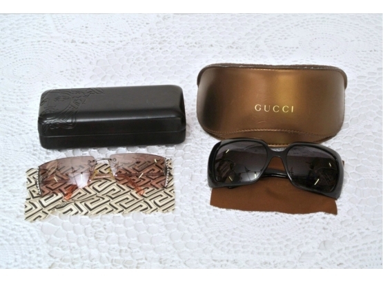 Two Pair - Gucci And Versache Sunglasses With Case