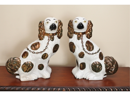 Pair Of Large Antique Staffordshire Dogs