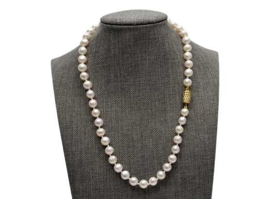 Genuine Single Strand Of Pearls With Magnetic Closure