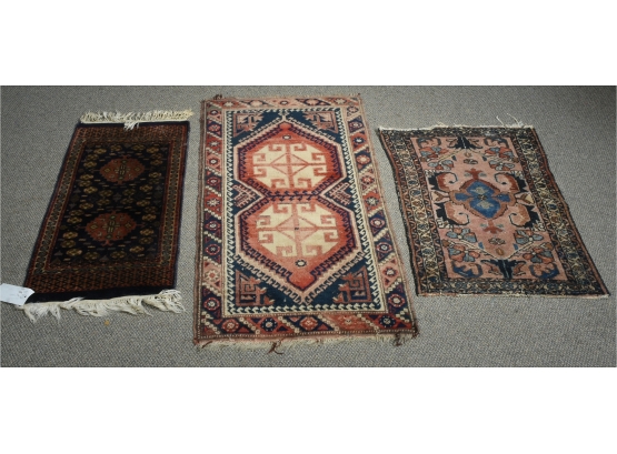 Three Multi Colored Oriental Scatter Rugs