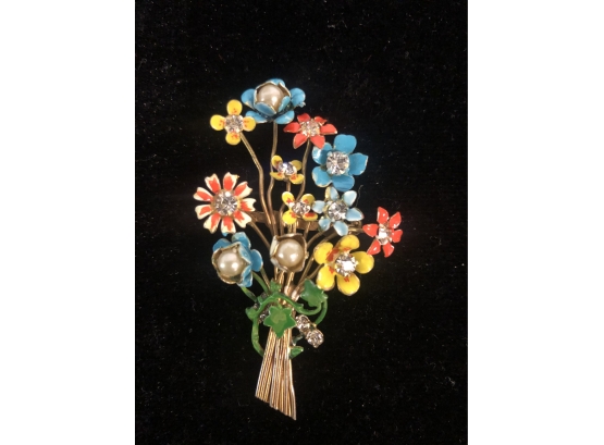 Vintage SANDOR  Floral Bouquet Brooch Approximately 2”