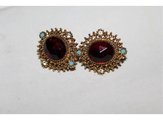 Stunning Ruby Rhinestone Earrings
