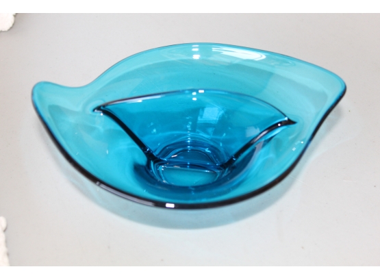 Aqua Glass Divided Bowl