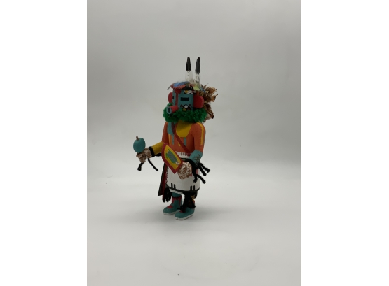 CURVED AND PAINTED WOOD FIGURE DANCER BY WILLIS K-TEWA