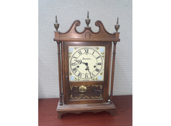 Wood Mantle Clock With Key By Daneher,  Untested
