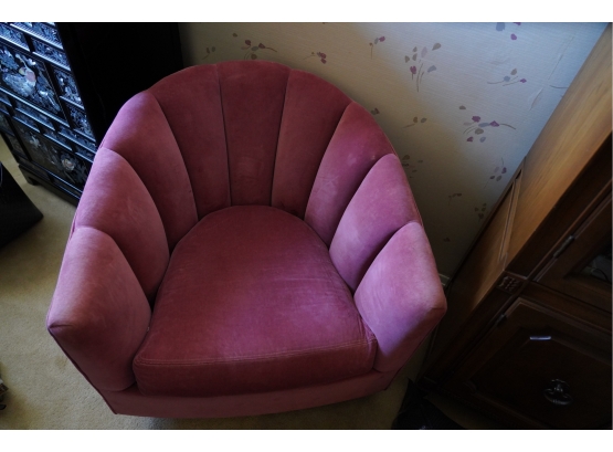 Vintage 1980s Pink Shell Velvet Chair By Maurice Villency