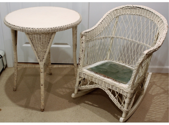Antique Wicker Chair & Table