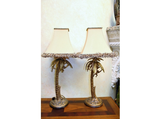 Pair Of Hollywood Regency Style Monkey Lamps