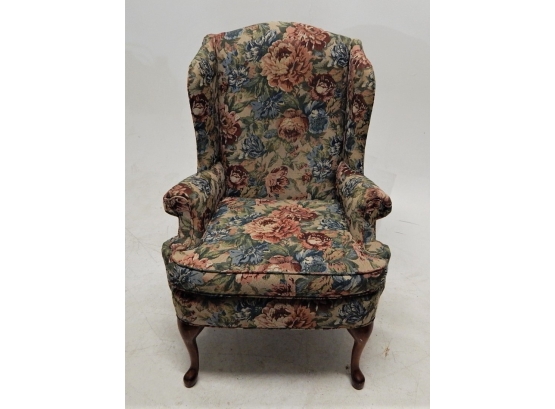 Upholstered Queen Anne Style Wing Chair