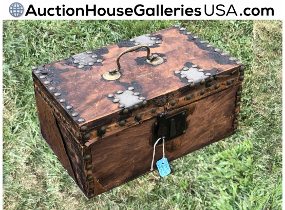 Auth. Civil War Era Bank Box E.A.G. Roulstone Boston C1800s ($545.)