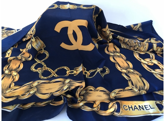 Authentic Vintage CHANEL Signature Silk Scarf Never Worn