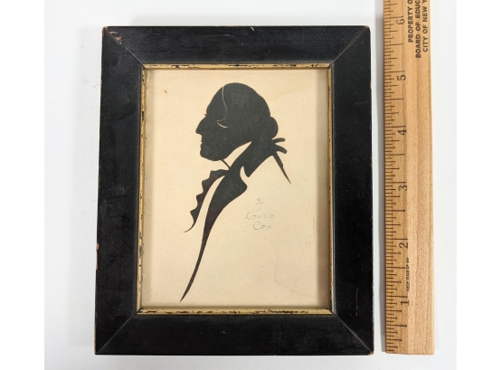 Antique Expertly Hand-Cut Paper Silhouette Portrait ~ Just Look At The Tendril Curl! Signed By Lonzo Cox