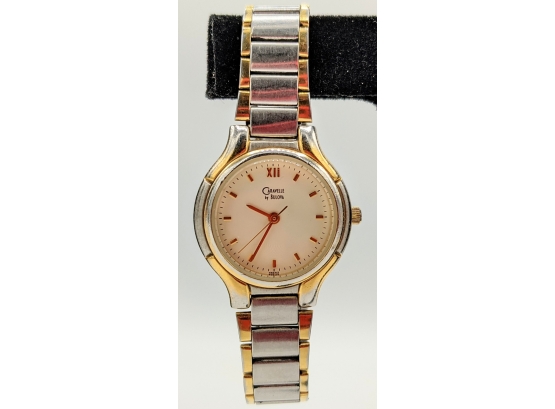Woman's Caravelle Watch By Bulova Stainless Steel With Two-tone Finish And Locking Fold-over Clasp Japan Mvt.