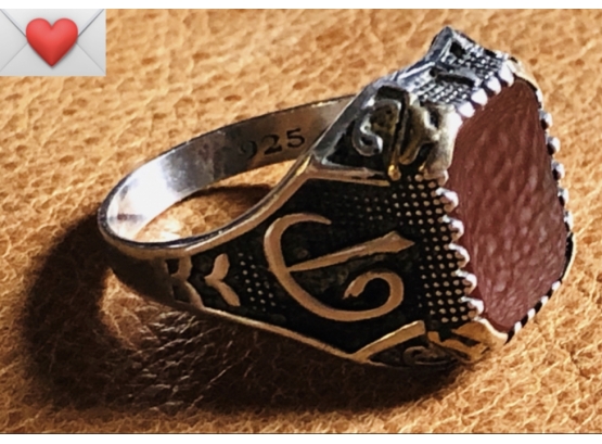 Superb Handmade Sterling And 18K Gold Mens Bezel-Set Carnelian Insignia Ring (Uncarved) Size 13.5