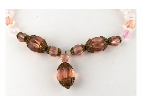 Absolutely Charming Victorian Rose Glass Neck-piece For Child Princess