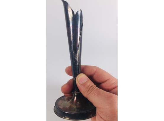 🌀 Vintage Blackened Sterling Silver Danish Bud Vase