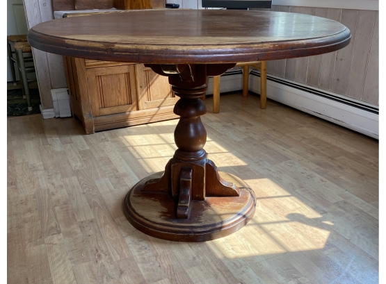 Antique Circular 42' Wooden Pedestal Table