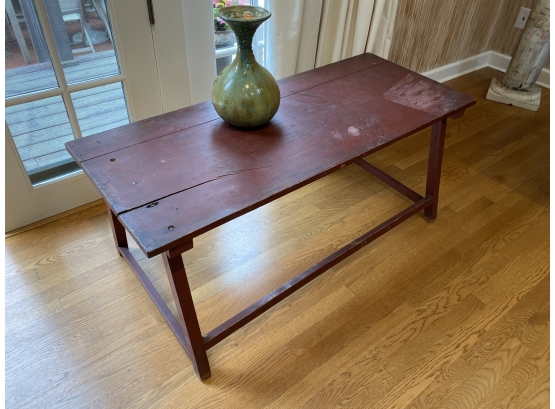 Red Rustic Wooden Coffee Table