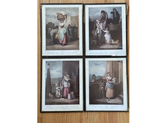 'cries Of London' Four Framed Plates From Different Engravers