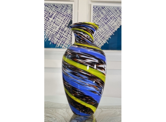 EQ - Multi Color Hand Blown Glass Vase 14' H