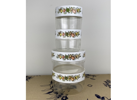 Set Of Four Pyrex Spice Of Life Canisters - Store And See