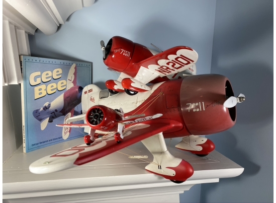 Trio Of Model Gee Bee Nr2100 And Nr2101 Planes And A Gee Bee Book