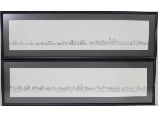 PAIR FRAMED CITY SCAPES.