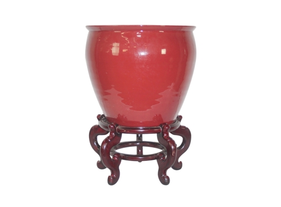 Large Red Planter  With Stand