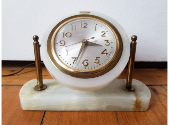 Deco Marble And Brass Clock
