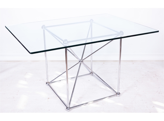 Chrome Asterisk Base Glass Top Table