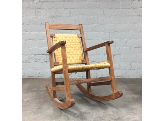 Vintage Danish Style Rope/Cord Seat Rocking Chair