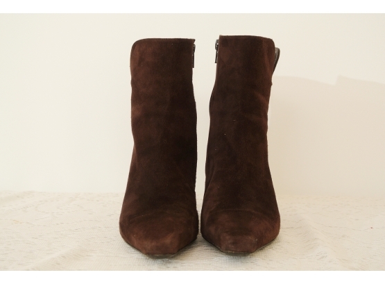 Stuart Weitzman Chocolate Suede Kitten Heel Ankle Boot, Size 8.5