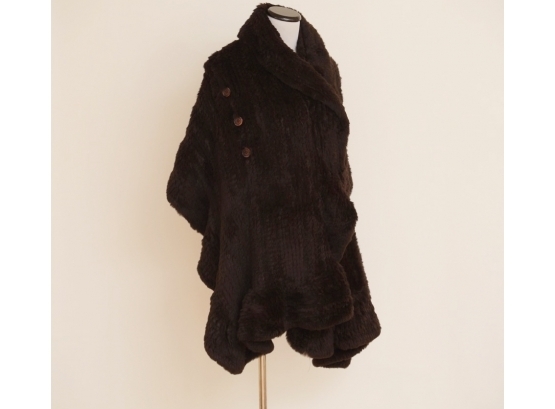 Knitted Sheared Beaver Shawl, Brownx- One Size