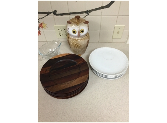 Dinner Plates And Owl Cookie Jar