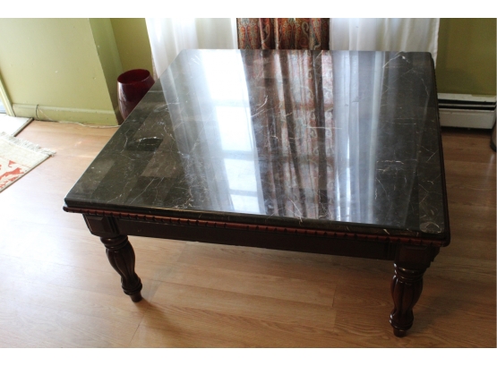 Marble Top Coffee Table With Cherry Finish