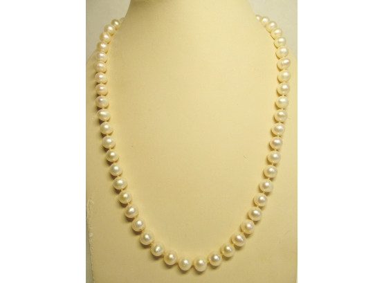 24' Cream Baroque 8mm Cultured Pearl Necklace With 14k Gold Clasp