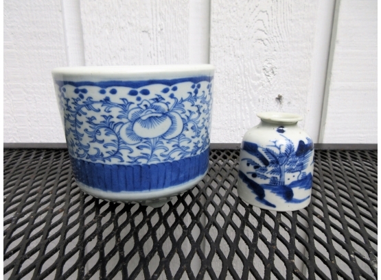 Two Antique Chinese Blue And White Ceramics